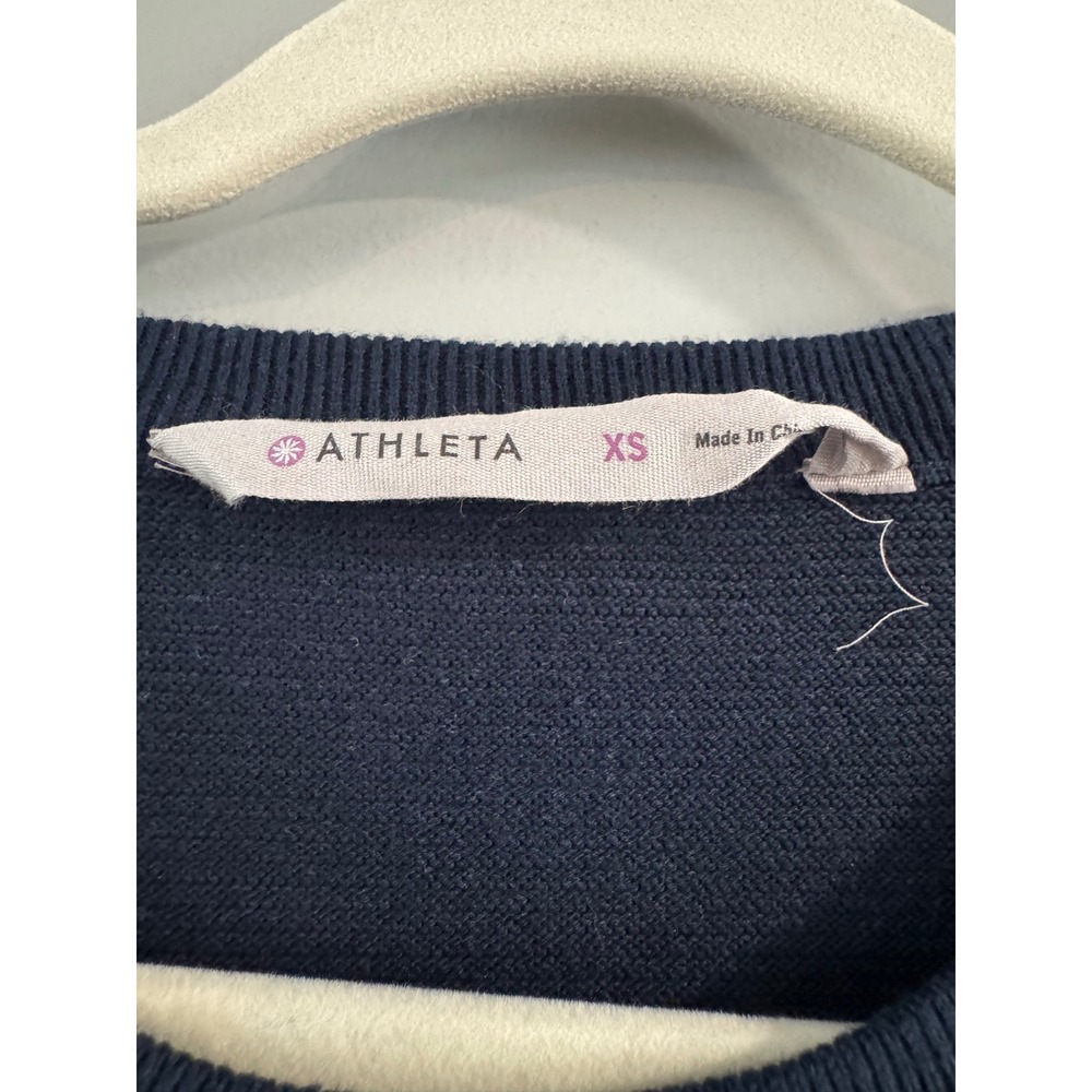 Athleta Daybreak CYA Sweater Womens XS Navy Blue Knit Long Sleeve‎ Pullover - Picture 2 of 6